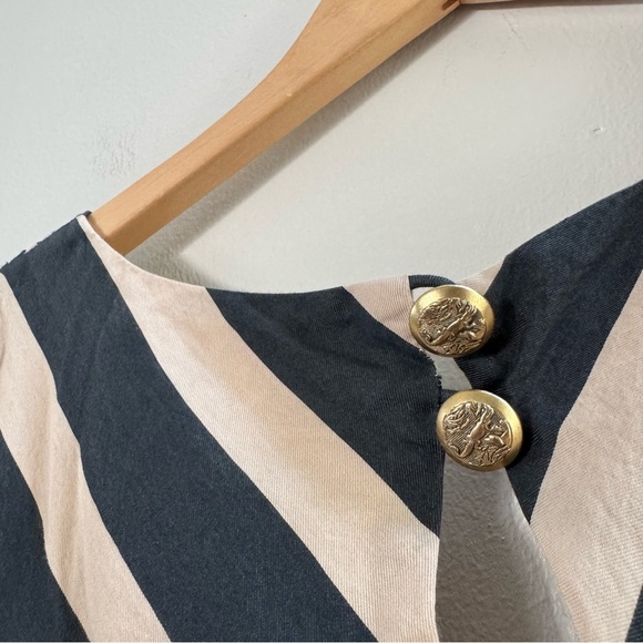 Anthro Leifsdottir Black Tan Stripe Sleeveless Sheath Dress Coctail Party Guest - Picture 9 of 15